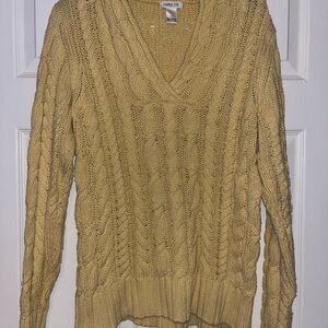 Harold's Yellow Cable Knit V-Neck Sweater
